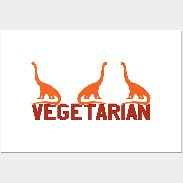 Big Dinosaurs Vegetarian Vegans Dino Eating Food Wall Art by Mellowdellow